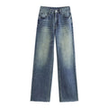 TRAF Wide-leg high-waisted jeans  women's classic everything with five pockets washed soft comfortable ultra-long jeans6045022-belleandkai.com