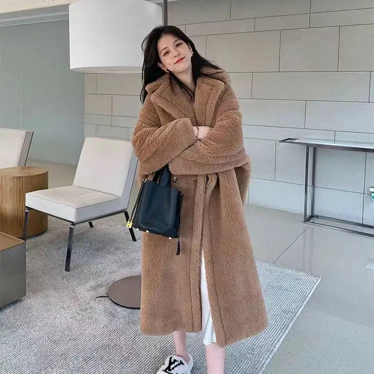 Casual Loose Autumn Women Jacket Winter Teddy Coat Woman Faux Fur Coat Female Plush Thick Warm Fleece Long Jacket Oversized-belleandkai.com