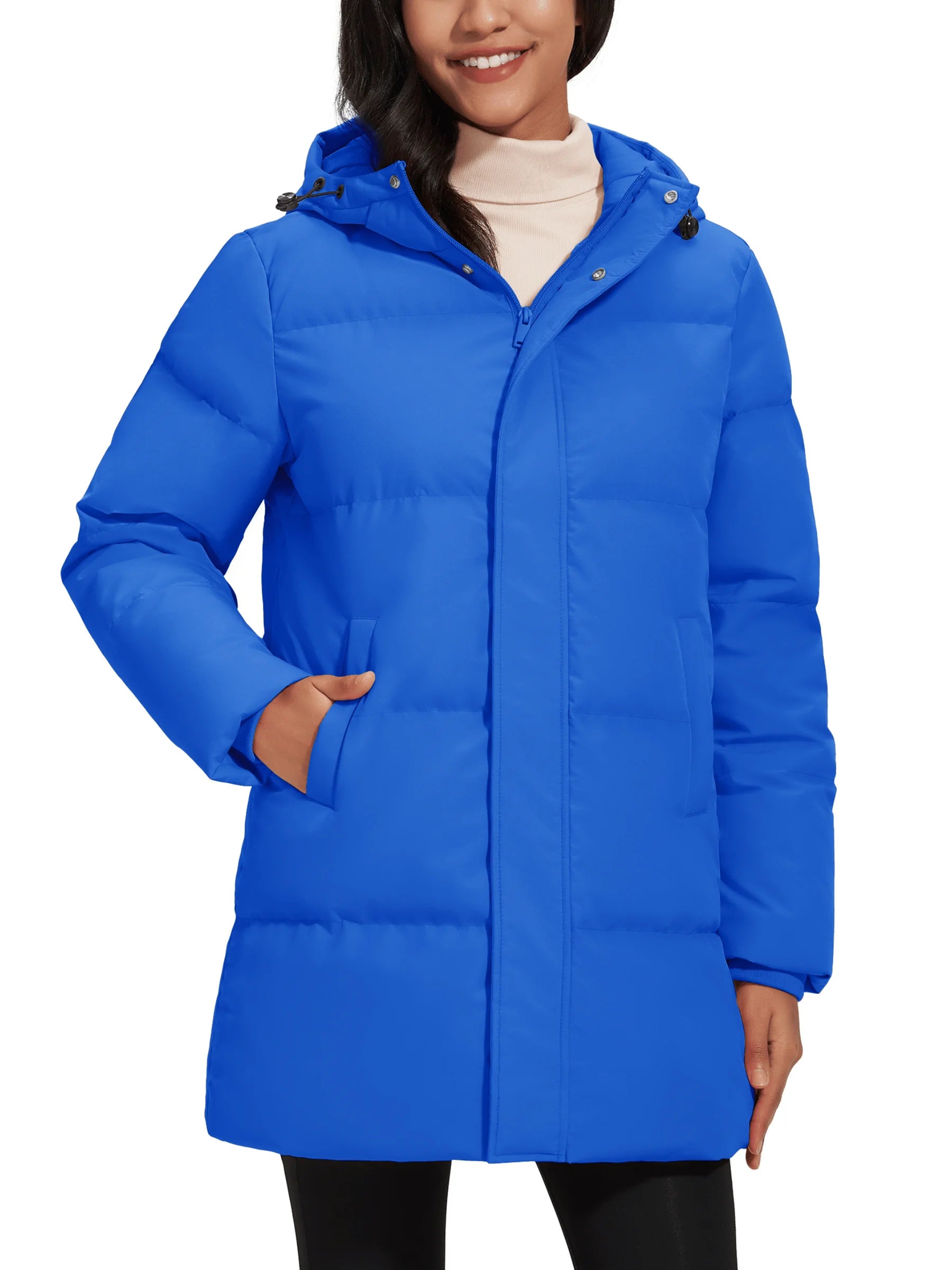 TACVASEN Winter Quilted Duck Feather Down Jackets Womens Padded Puffer Warm Hooded Long Coats Thermal Waterproof Thick Outerwear-belleandkai.com