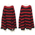 New Autumn Punk Gothic Long Unisex Sweater Women Striped Cool Hollow Out Hole Broken Jumper Loose Rock Thin Dark Streetwear Top-belleandkai.com