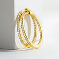 S925 Silver Round Moissanite Yellow Gold Earrings Women Engagement Gift-belleandkai.com
