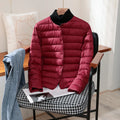 2023 New Arrivals Autumn Winter Warm Women White Duck Down Slim Jackets Female Fashion Ultra Lightweight Packable Puffer Coats-belleandkai.com