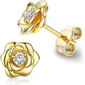 CAOSHI Dainty Flower Stud Earrings for Women Delicate Ear Studs for Daily Life Brilliant Zirconia Accessories for Engagement-belleandkai.com