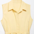 With Belt Midi Dress Elegant Sleeveless Long Summer New Solid Single Breasted Dresses for Women Elegant New Fashion Women Dress-belleandkai.com