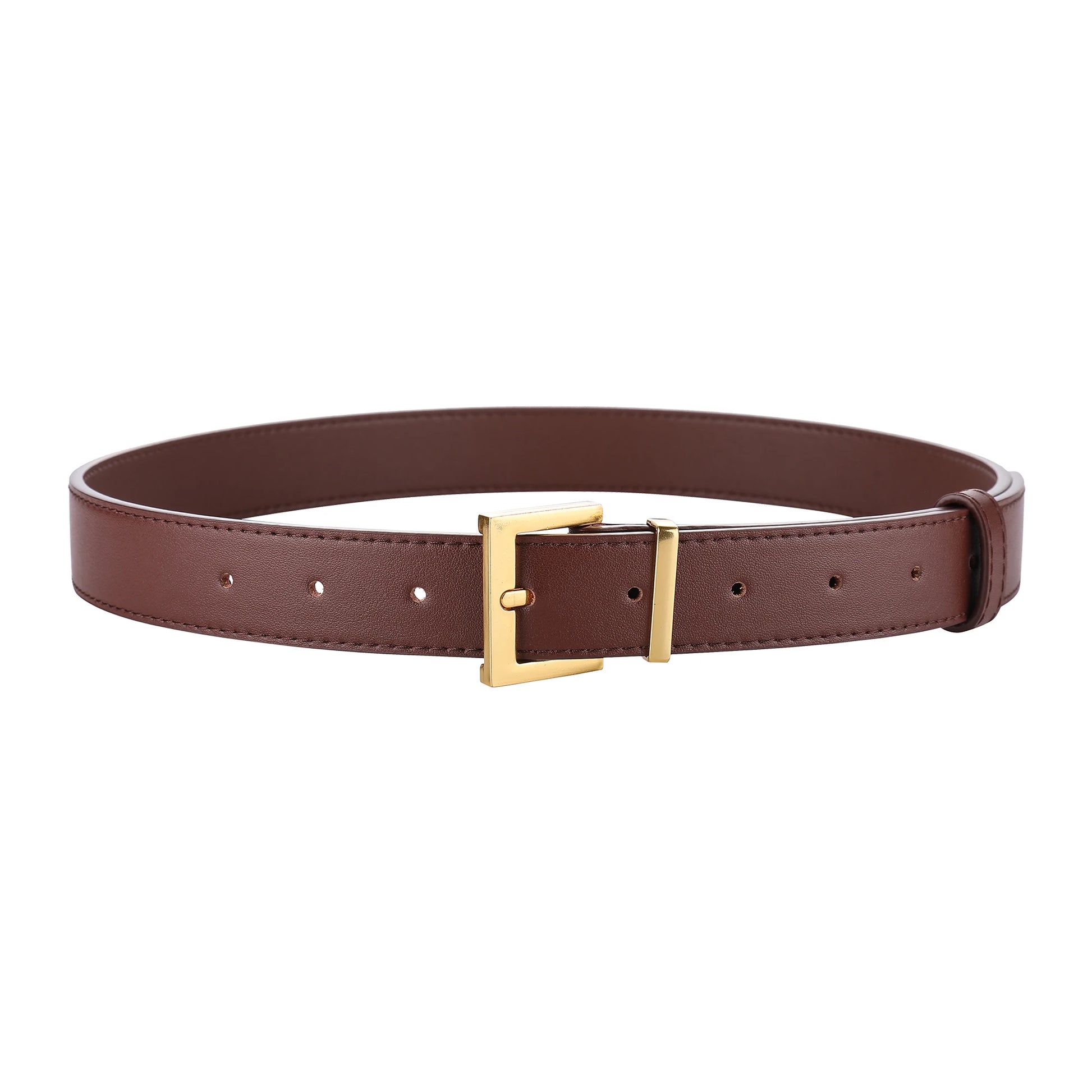 New Luxury Double Genuine Leather Belt for Women Jeans Casual Dress Square Alloy Buckle Ladies Trendy Belts Fashion Waistband-belleandkai.com
