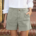 Women'S Summer Shorts Soft Stretch Twill Shorts With Side Pockets Classic Solid Straight Button Daily Commute Comfy Shorts-belleandkai.com