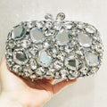 WHTUOHENLarge Silver Stones Wedding Dress Purses Women Bridal Crystal Handbags Rhinestone Party Prom Evening Clutches Minaudiere-belleandkai.com