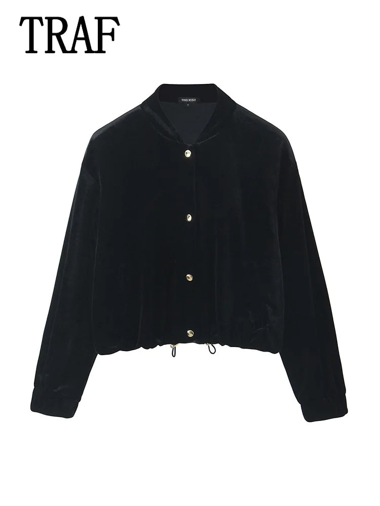 Women Fashion Velvet Trouser Set Streetwear Woman Wide Leg Long Pant +Long Sleeves Short Coat Top Women outfit-belleandkai.com