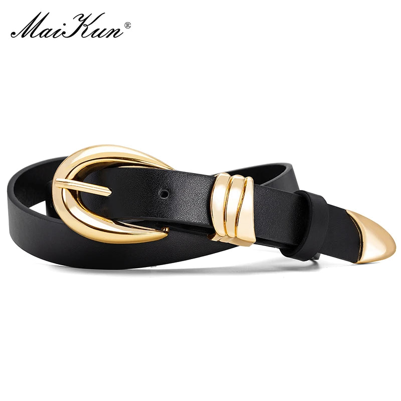 Maikun Fashion Personality Metal Ring Pin Buckle Belt Versatile Jeans Simple Decorative Belt-belleandkai.com