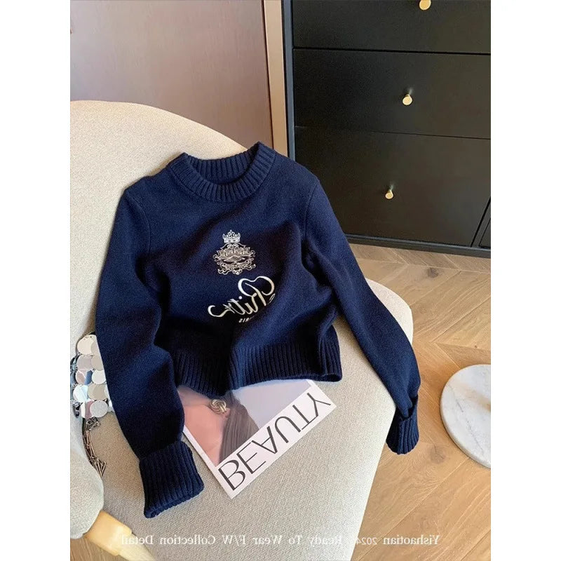 Advanced Round Neck Pullover Sweater Women's Autumn And Winter New Lazy Style Soft And Sticky Waist Knit Sweate-belleandkai.com