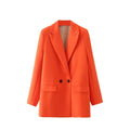 Winter Women Apricot Blazer Coat 2025 Lady Vintage Double Breasted Blazer Notched Collar Pocket Female Outerwear Chic Tops Deat-belleandkai.com