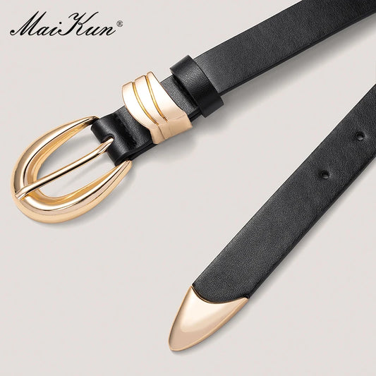 Maikun Fashion Personality Metal Ring Pin Buckle Belt Versatile Jeans Simple Decorative Belt-belleandkai.com