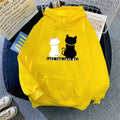 Women's Fleece Lined Hoodie Casual Cartoon Cat Print Oversize Loose Fit Autumn Winter Top Fashion Comfortable Streetwear-belleandkai.com