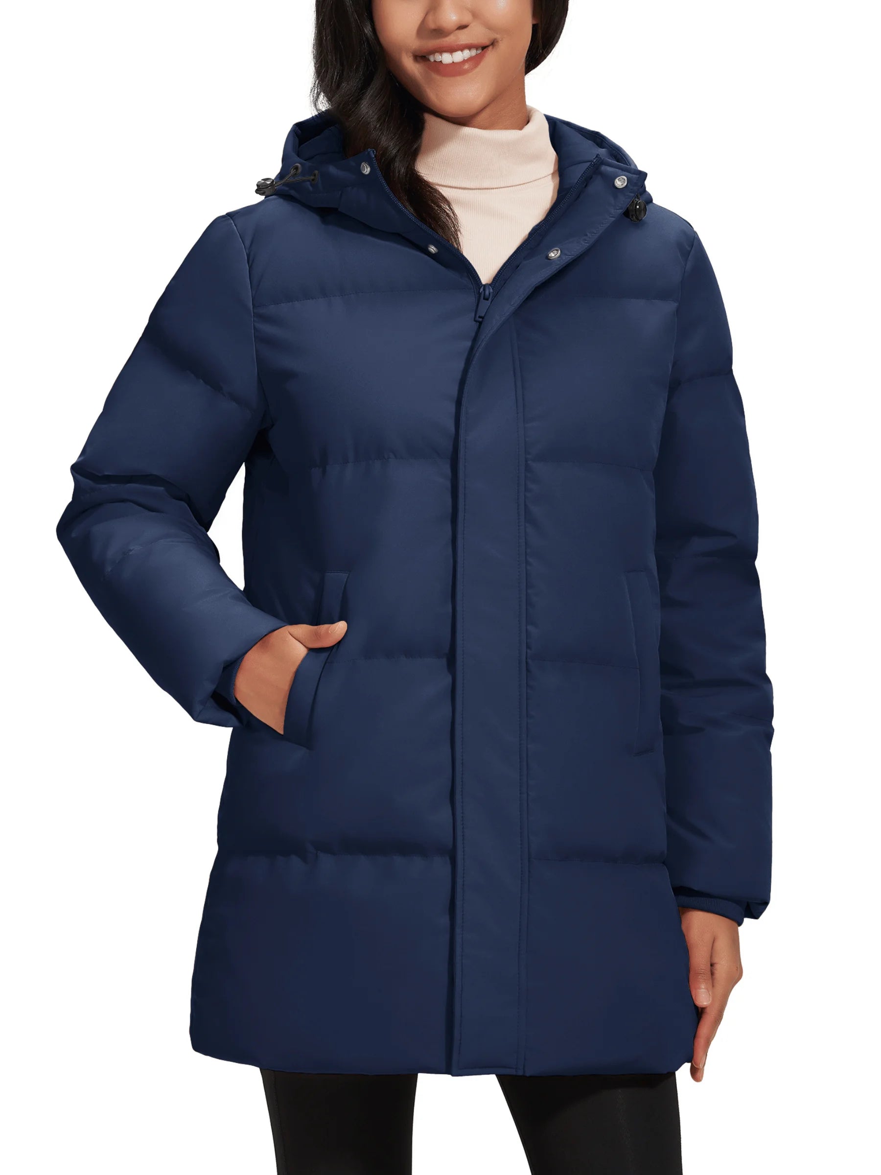 TACVASEN Winter Quilted Duck Feather Down Jackets Womens Padded Puffer Warm Hooded Long Coats Thermal Waterproof Thick Outerwear-belleandkai.com