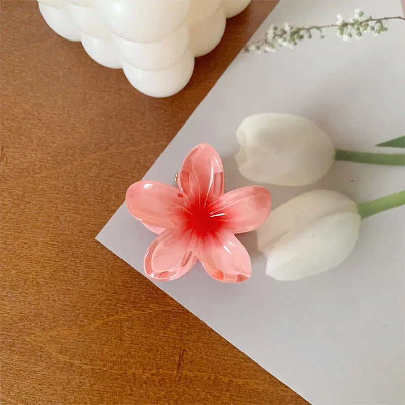 6Pcs Hawaiian Gradient Hair Clips Flower Hair Claws Women Hair Accessories Small Size Fashion Headwear Hairpin Crab Barrette-belleandkai.com