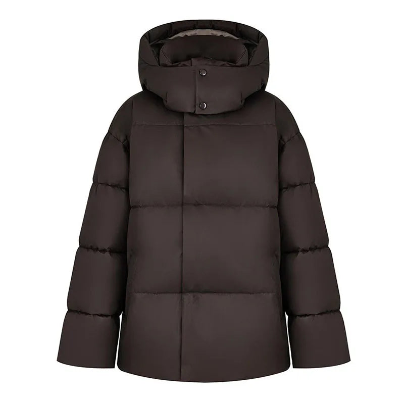 2024 Women Winter Coats Thick Warm Cotton Parkas Loose Stand Collar Long Sleeve Hooded Outerwears 2024 Lady Casual Commuter Coat-belleandkai.com