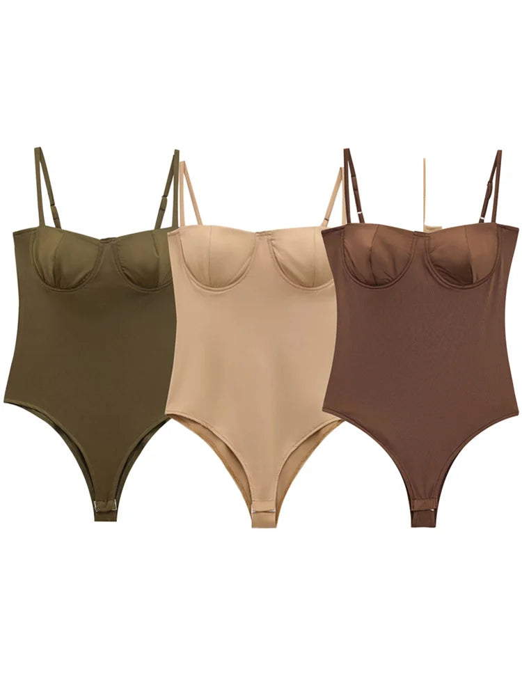 Zevity 2025 Women Sexy Spaghetti Strap Inner Style Beach Wear Bodysuits Ladies Soft Slim Swimsuit Playsuits Mujer Rompers LS9043-belleandkai.com