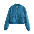 Willshela Women Fashion Solid Bomber Jackets Coat With Pockets V-Neck Single Breasted Long Sleeves Female Chic Lady Outfits-belleandkai.com