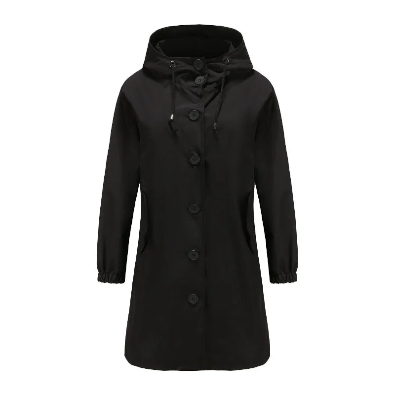 Fahsyee Raincoat Women, Rain Jacket Waterproof Raincoat Hooded Windbreaker Outdoor Long Active-belleandkai.com