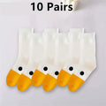 10 Pairs Cartoon Women Socks Fashionable And Versatile Cute Design Funny Goose Breathable Soft Comfortable Women Casual Socks-belleandkai.com
