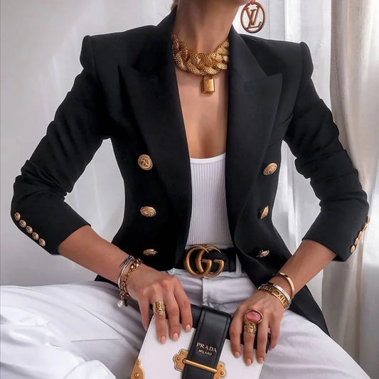 Black Blazers Women 2025 Single-button Outwear All-match Long Sleeve Coat Female Slim Solid Jacket Lady Office Work Suit Vestido-belleandkai.com