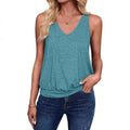 Summer Women's V-Neck Sleeveless Top Casual Vest Fashionable Trendy Tank Top Polyester Blend Fabric No Decoration-belleandkai.com