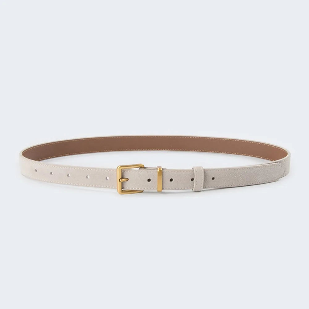 Women Luxury Design Suede Leather Belt Casual Trendy Frosted Cowhide Belt Versatile Pin Buckle Waistband Gifts-belleandkai.com