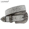 Skull Rhinestone Belts For Women Men Y2K Leather Strap Crystal Studded Western Cowgirl Cowboy Diamond Bling Bling Belt-belleandkai.com
