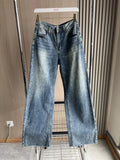 TRAF Wide-leg high-waisted jeans  women's classic everything with five pockets washed soft comfortable ultra-long jeans6045022-belleandkai.com