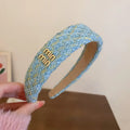 French Sweet Woven Headband for Women Elegant Knit Hair Accessories Pink Headbands Sweet Girl Wide Edge Hair Bands-belleandkai.com