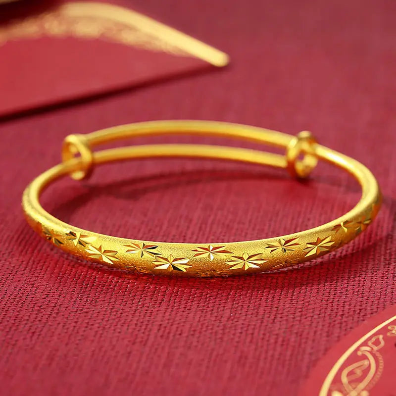 Sparkling Starry Sky Women's Bracelet, 24K Pure Gold AU999, Shining Like a Galaxy on Your Wrist-belleandkai.com