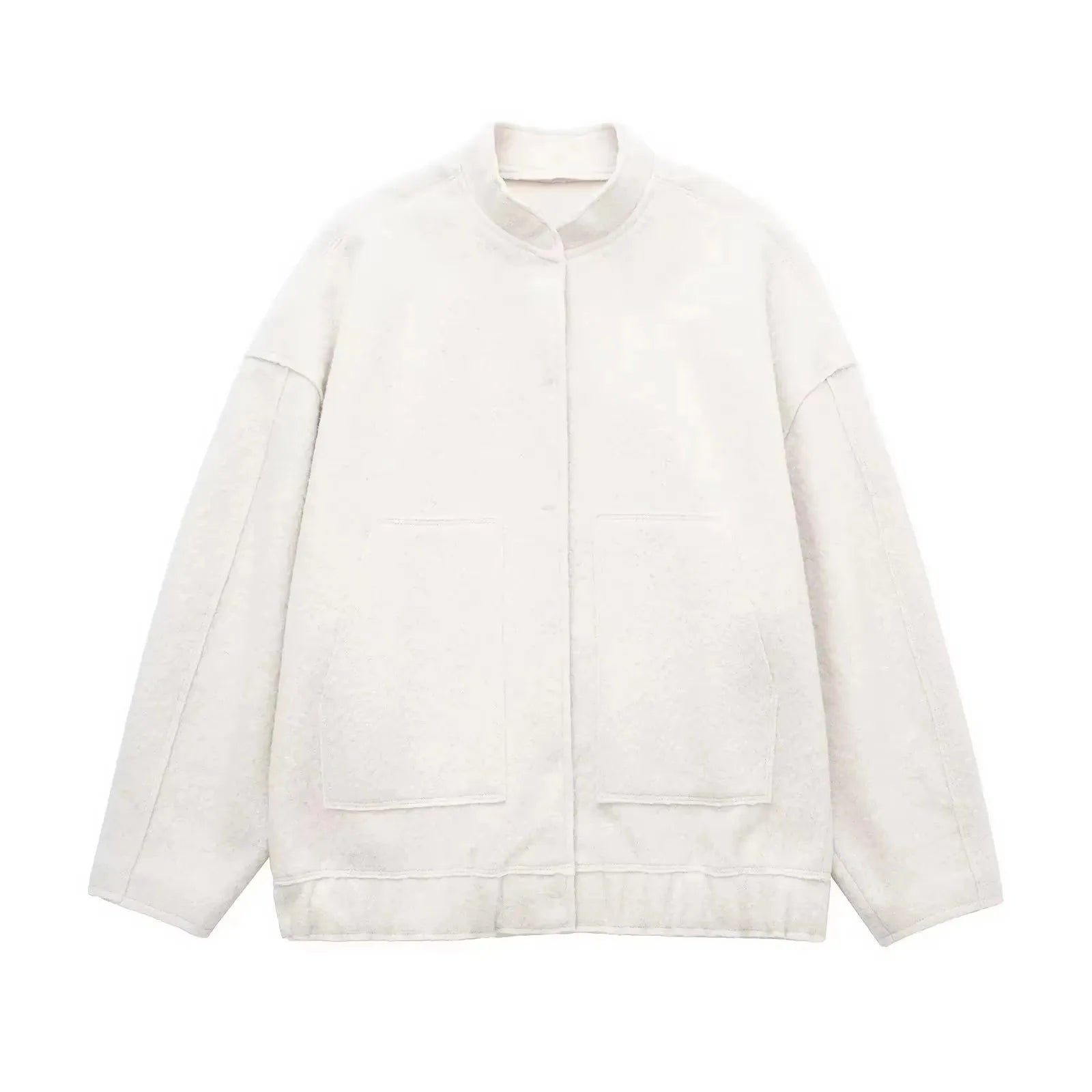 TRAFZA 2025 Women's Winter Street Jacket Solid Color Pocket Single-Breasted Jacket Women's Versatile Casual Jacket Cardigan Top-belleandkai.com