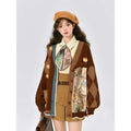 Vintage Harajuku Knit Cardigan Aesthetics Print Y2k Clothes V-neck Sweater Long Sleeve Coats College Style Streetwear Design-belleandkai.com