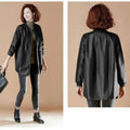 Fashion Plus Size Leather Jacket Women Zipper Windbreaker High-end Spring Autumn Coats Baseball Jersey Long Sleeve Trench Coat-belleandkai.com