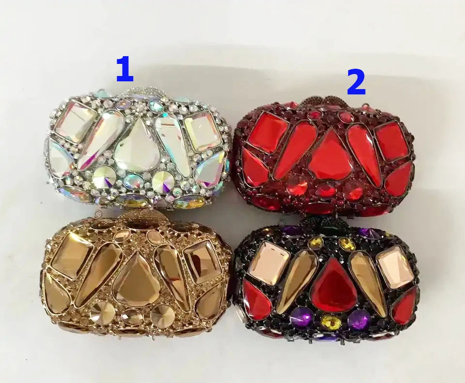 WHTUOHENLarge Silver Stones Wedding Dress Purses Women Bridal Crystal Handbags Rhinestone Party Prom Evening Clutches Minaudiere-belleandkai.com