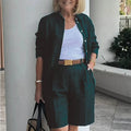 Elegant 2-Piece Sets For Women Womens Cardigan Shirt Top Summer Solid Color Casual Shorts Two Piece New In Matching Sets-belleandkai.com