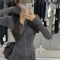 Women's Summer Zipper Sun Protection Clothing Slim Fit Yoga Jacket Hooded Light Weight Cross-Border UV Protection Open Cardigan-belleandkai.com