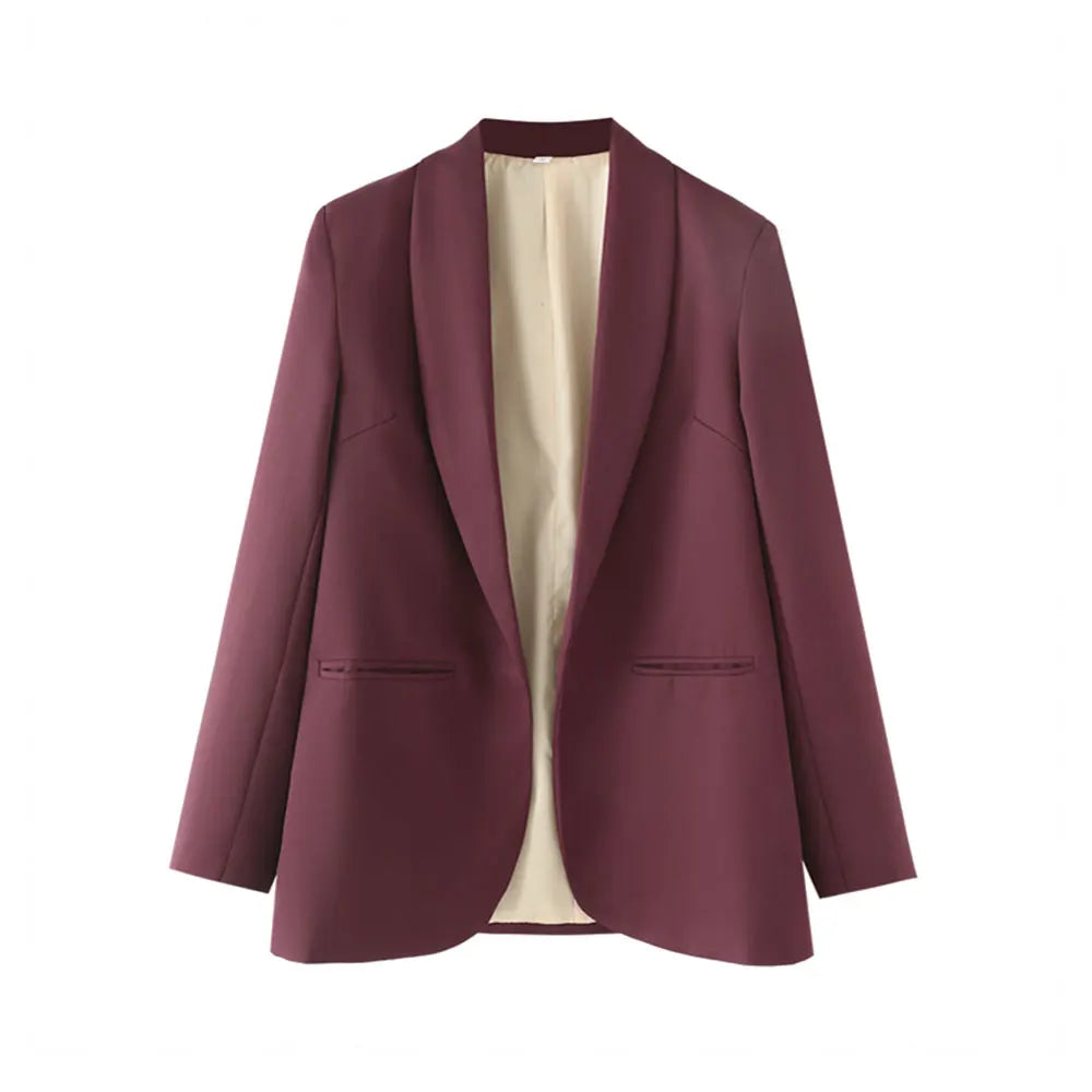 TRZA Women's Fashion Front Open Blazer Coat Long Sleeve Office Wear with Welt Pockets Chic Female Outerwear Top-belleandkai.com