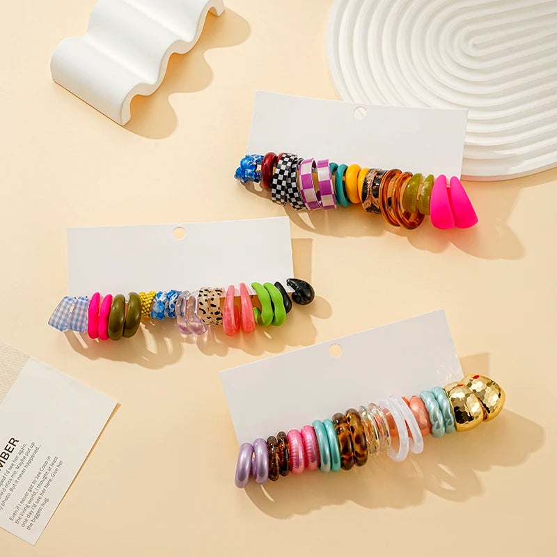 60pcs Korean Version Simple Acrylic Earring Set for Women's Fashion, Colorful and Versatile Earrings and Earrings-belleandkai.com