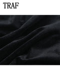 Women Fashion Velvet Trouser Set Streetwear Woman Wide Leg Long Pant +Long Sleeves Short Coat Top Women outfit-belleandkai.com