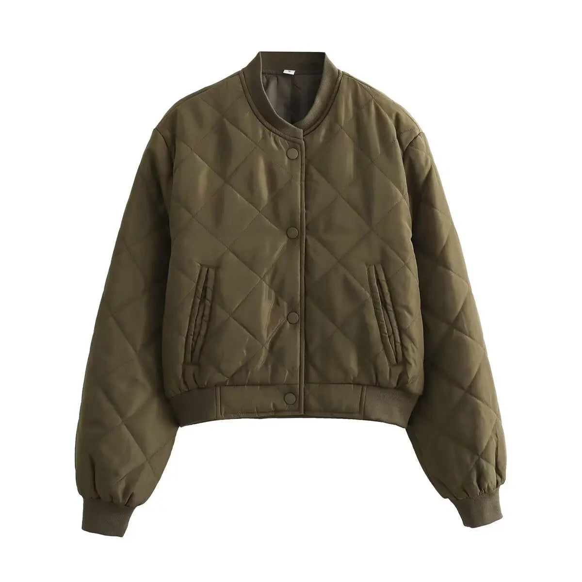 TRAF 2025 Women's Fashion Bomber Jacket Autumn Winter Short Parka Coat Vintage Long Sleeve Streetwear Casual New In Jackets-belleandkai.com