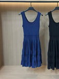 U collar Slim knit short dress temperament elegant hollow A-line women's dresses 2025 Spring New-belleandkai.com