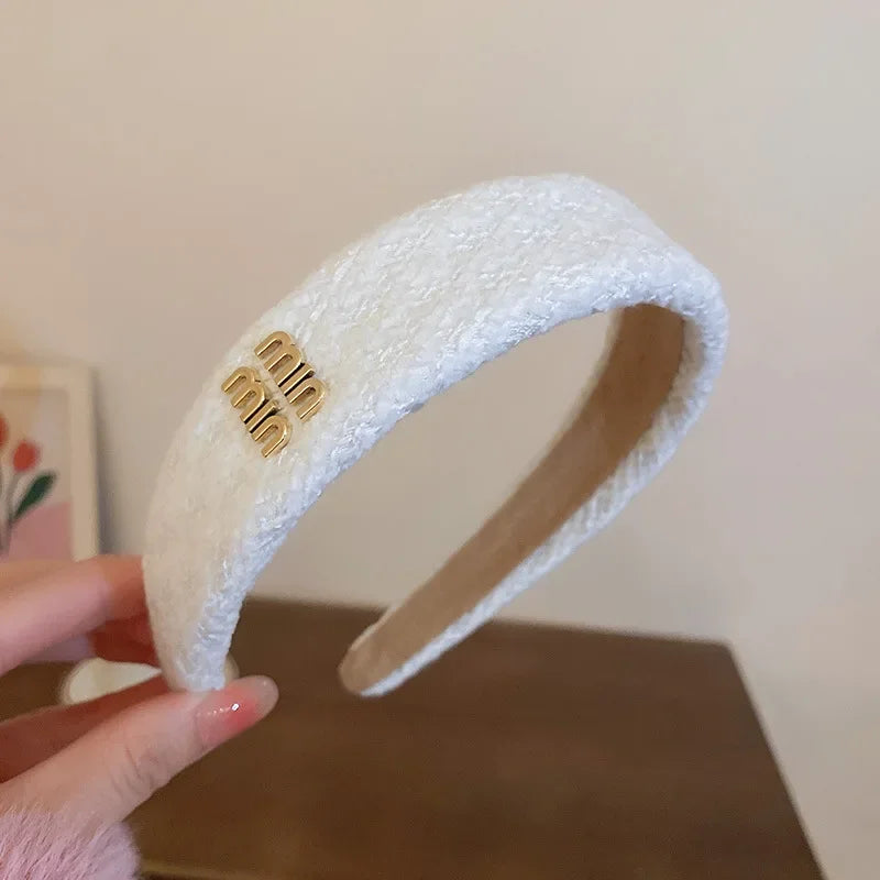 French Sweet Woven Headband for Women Elegant Knit Hair Accessories Pink Headbands Sweet Girl Wide Edge Hair Bands-belleandkai.com