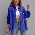 Fashion Broken Holes Solid Color Denim Jacket Ladies Comfortable Casual Loose Button Cardigan Coat Streetwear Women's Outerwear-belleandkai.com