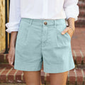 Women'S Summer Shorts Soft Stretch Twill Shorts With Side Pockets Classic Solid Straight Button Daily Commute Comfy Shorts-belleandkai.com