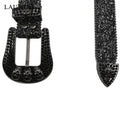 Skull Rhinestone Belts For Women Men Y2K Leather Strap Crystal Studded Western Cowgirl Cowboy Diamond Bling Bling Belt-belleandkai.com