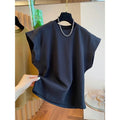 Osaka New Design SensibilityNiche Women's Short Sleeve T-Shirt Loose Fit Casual Slimming Cotton Crew Neck Leaflet Sleeve Top-belleandkai.com