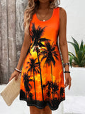 Women's Tropical Print Beach Dress Round Neck Sleeveless Dress Perfect for Spring & Summer Vacations Y2k Ladies Clothes Tee Tops-belleandkai.com