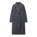 TRAFZA Winter Coat For Women 2024 Solid Lapel Double Breasted Long Cardigan Top Female Pokcet Streetwear Woman New In OuterCoat-belleandkai.com