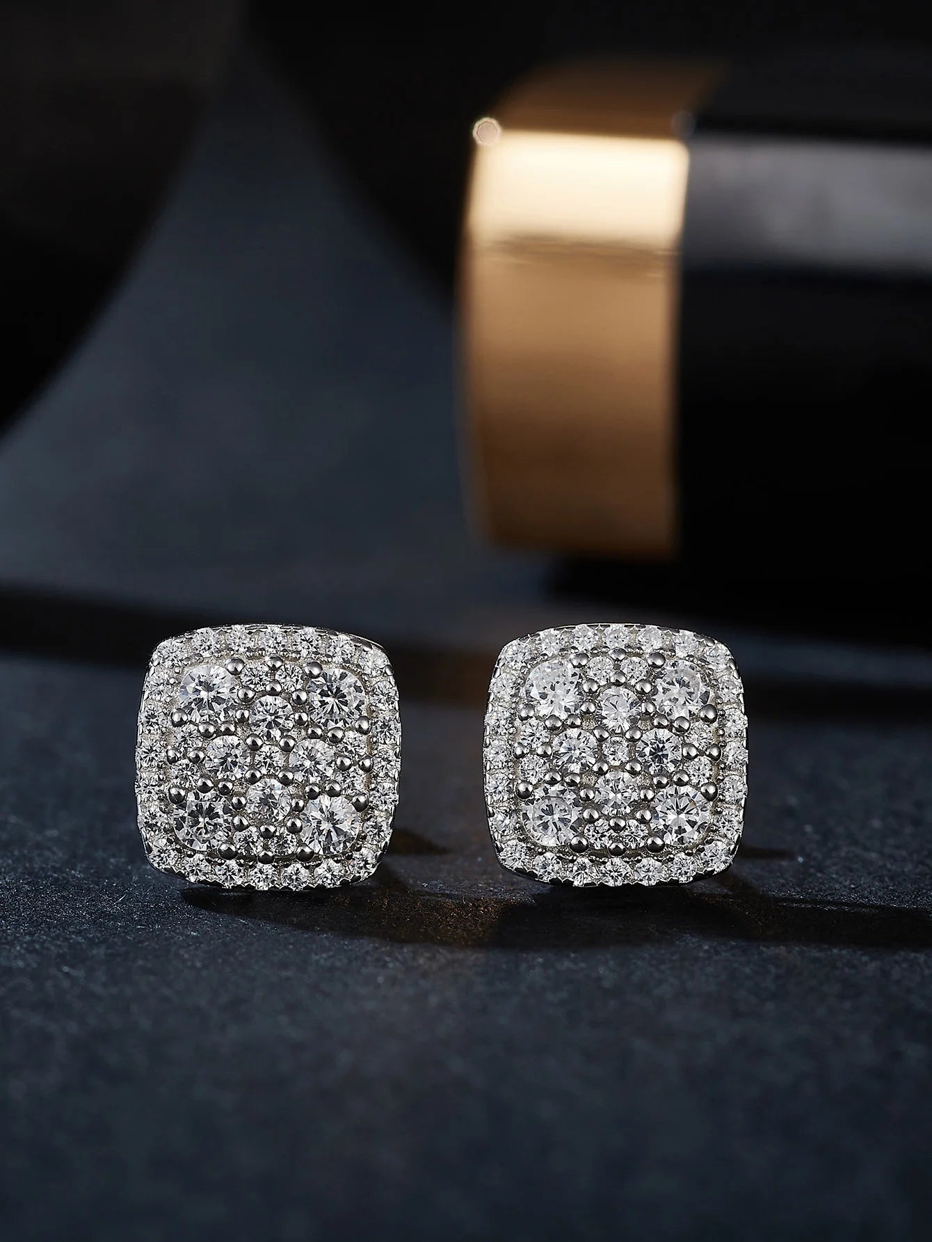 Cushion Earrings Moissanite Stud Earring for Woman Full Diamond Earring Engagemet New 2025-belleandkai.com